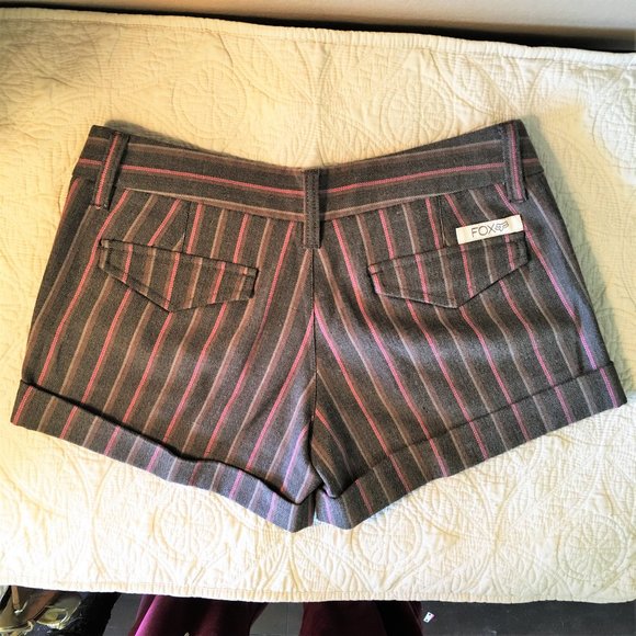 FOX GIRLS Cuffed Pinstriped Single Pleat Shorts - Picture 5 of 11